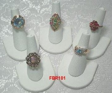 White Leather Ring Display Stand Jewelry Ring Holders