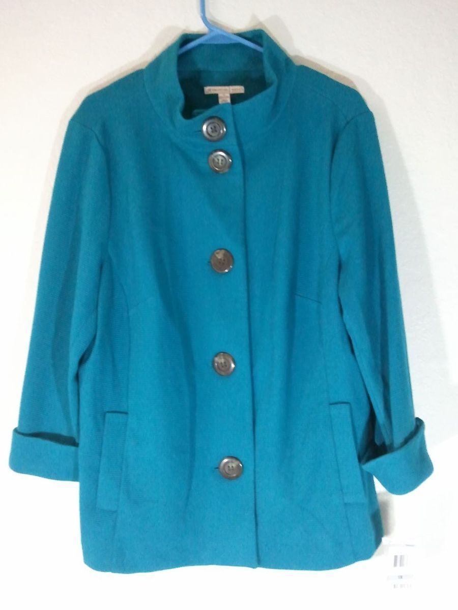 JM Collection Azurite Button Up Jacket Size 1x