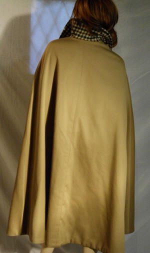 Joan Leslie Vtg Reversible Wool Gabardine Cape Coat