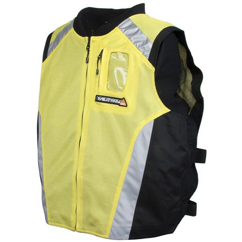 Joe Rocket Military Spec Vest Perforated Black/Yellow/Silver   Small