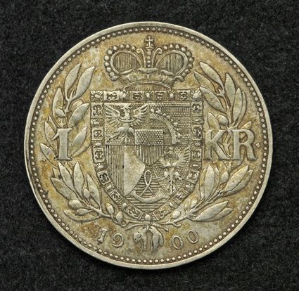 1900 Liechtenstein Prince Johann II The Good Silver 1 Krone Coin aXF