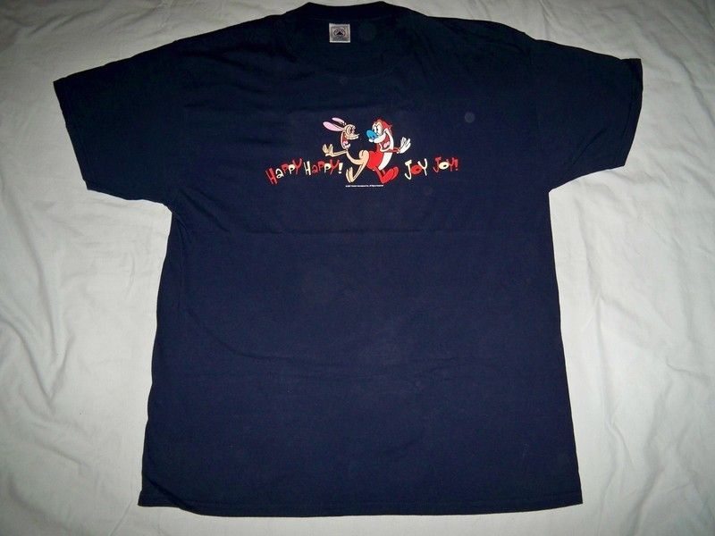 Ren Stimpy Happy Happy Joy Joy T Shirt XL Navy Blue John Kricfalusi Billy West  