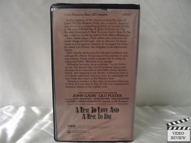 A Time to Love and A Time to Die VHS John Gavin  