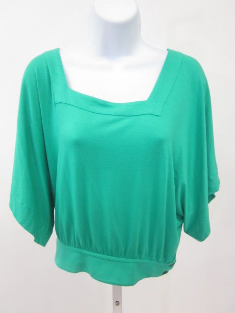 Soca St John Kelly Green Cropped Batwing Blouse Sz P  