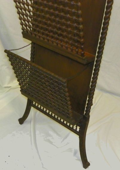 Antique Oak Stick and Ball Style Magazine Rack Self Standing Taller  