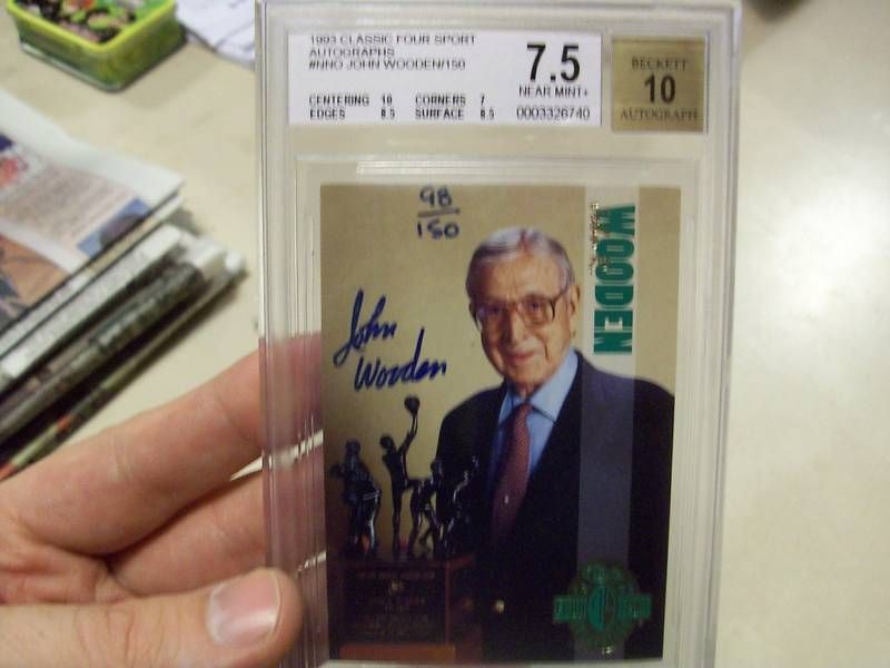 John Wooden 1993 Classic 4 Sport Auto 150 BGS Graded UCLA Bruins HOF Coach Dec  