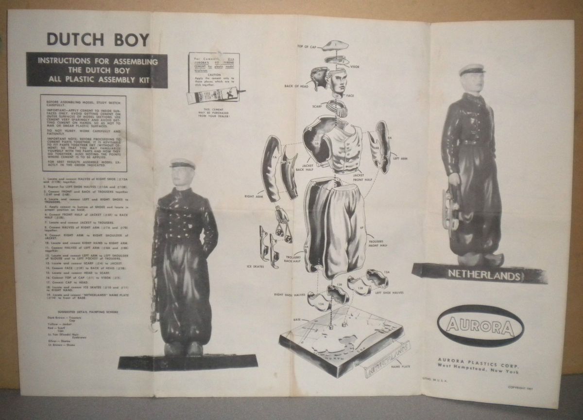 Vintage Aurora Dutch Boy Model Kit Instructions 1957 1  