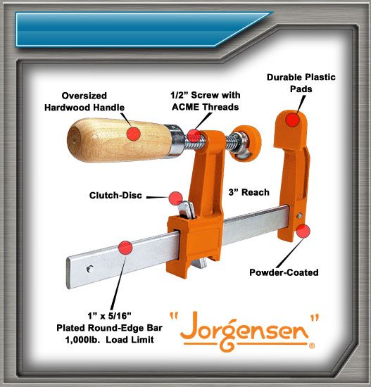 1 Pair 30" 3730 HD Jorgensen Heavy Duty Adjustable Steel Bar Cabinet Clamp Wood  