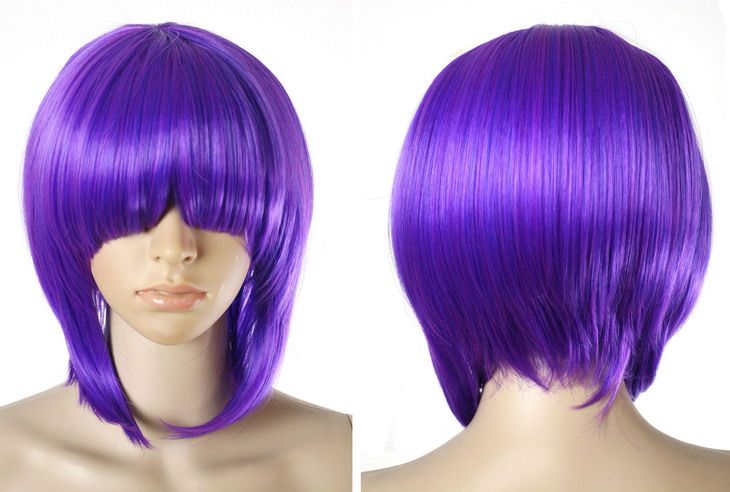 Cosplay Short Purple Party Hair Wig w Bang Z11  