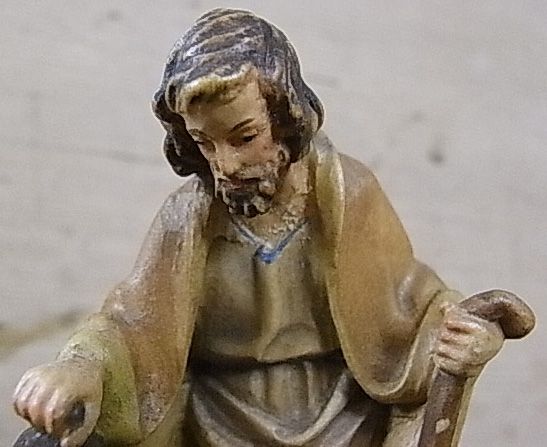 FGU65 Anri Wood Carved Joseph Josef Figure Nativity Scene Vintage Italy  