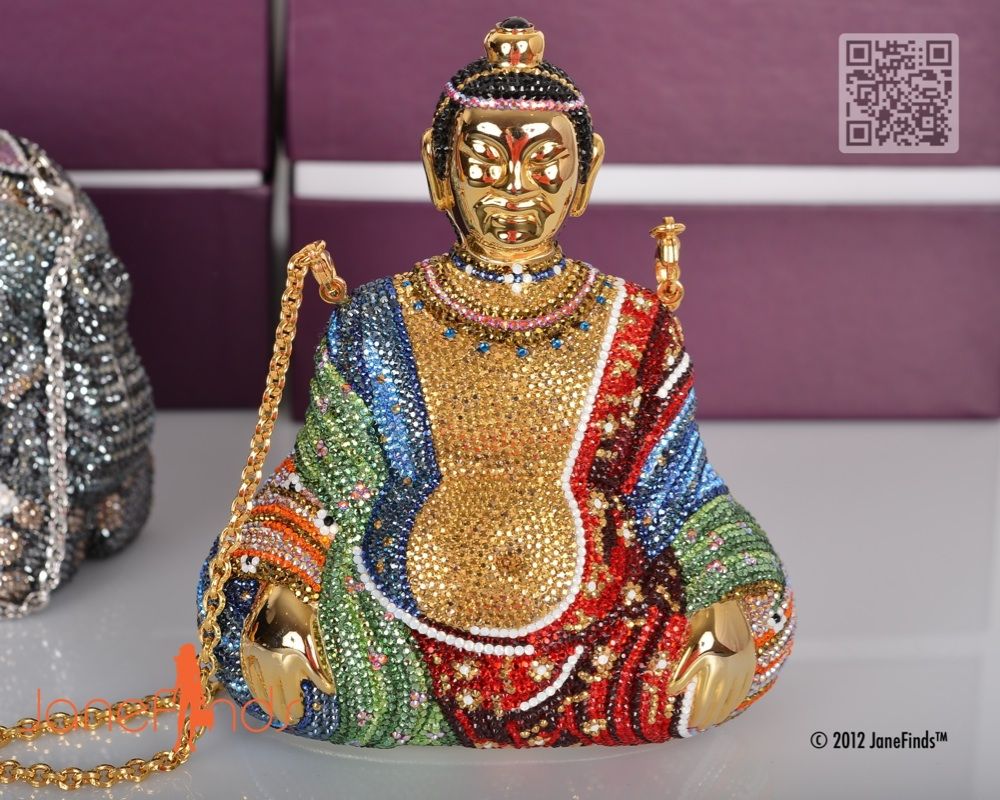 Gorgeous $3895 Judith Leiber Buddha Minaudiere Handbag  