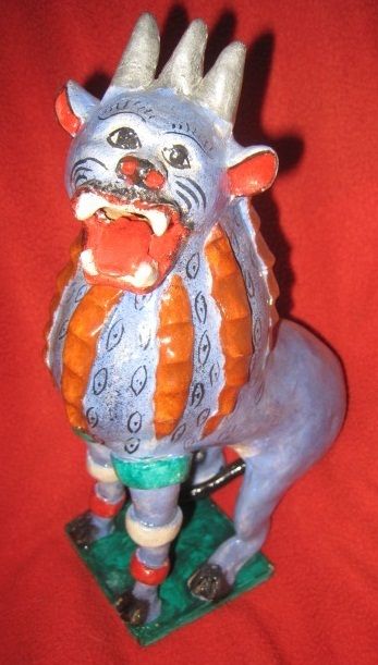 Juan Jose Medrano Ceramic Folk Art Barro Betus Traditional Blue Lion