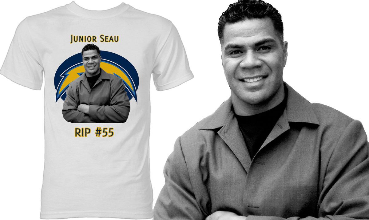 Junior Seau Shirt Rip Chargers White T Shirt