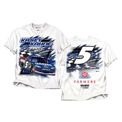 2012 Kasey Kahne 5 Farmers Insurance Speedway White NASCAR Tee Shirt