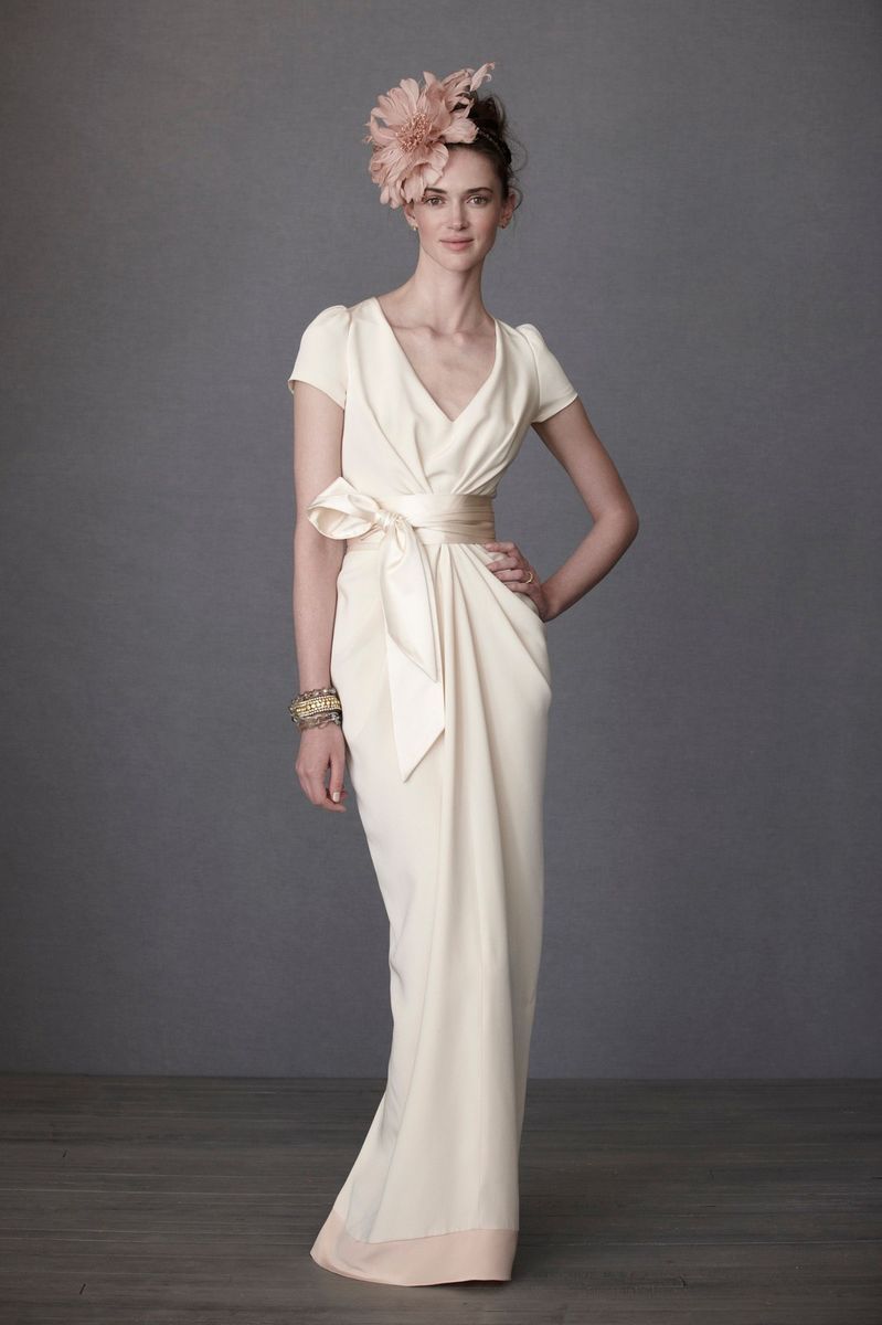 BHLDN Crepe de Chine Column Gown Sz 4