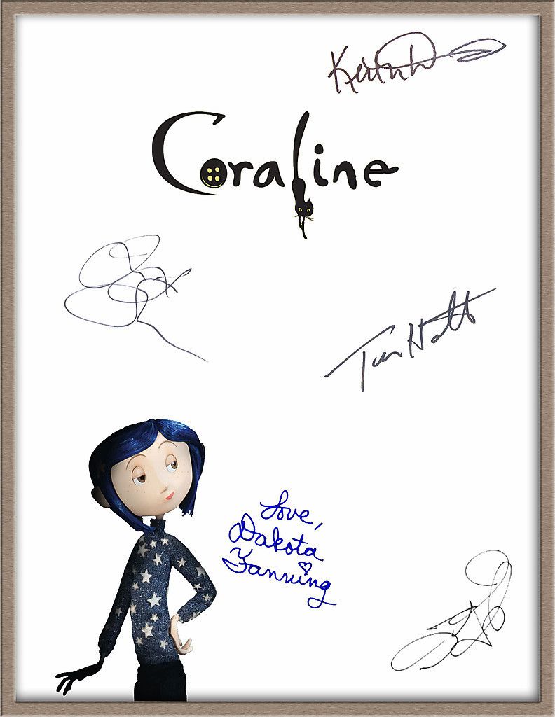 Dakota Fanning Teri Hatcher Keith David Signed x5 Coraline Movie