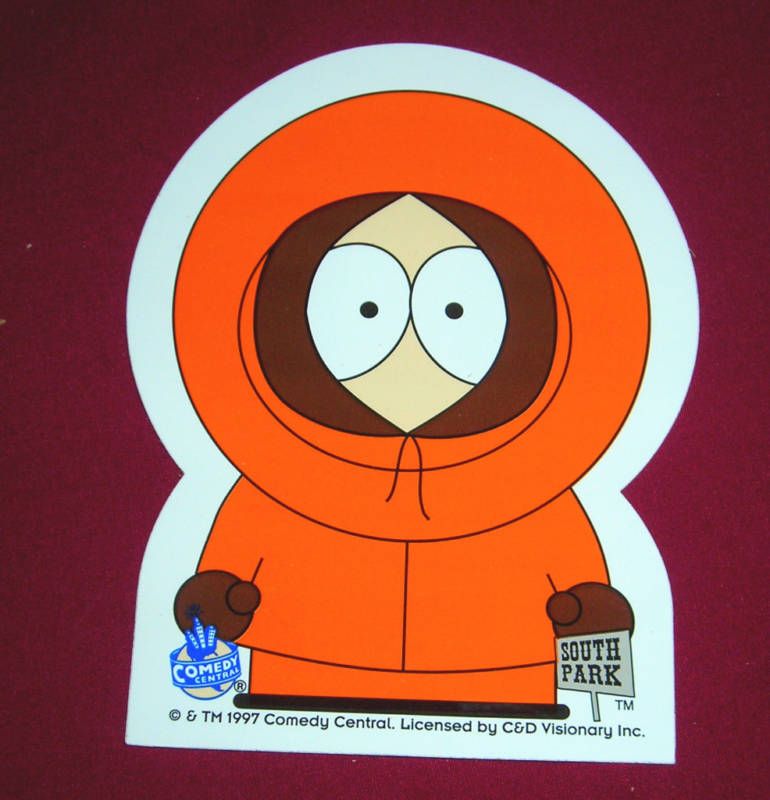 South Park Kenny Peel Back Sticker 1997