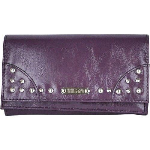 Kenneth Cole Reaction Womens Stud Clutch Wallet Purple
