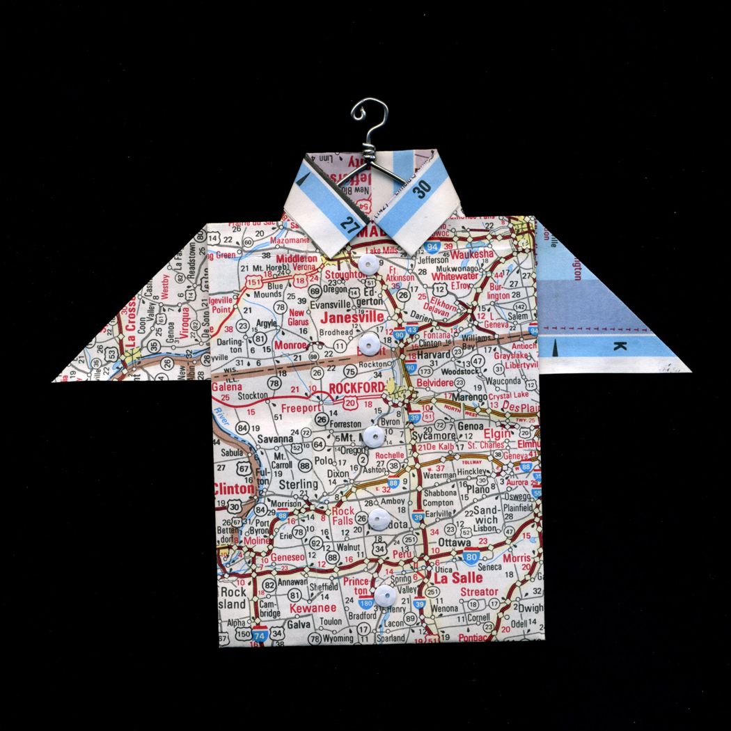 Origami Map Shirt Janesville Rockford Savanna La Salle Kewanee