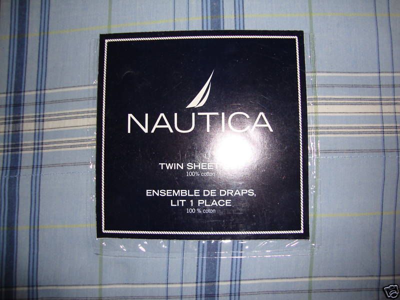 Nautica Keyport Blue Plaid 3 Piece Twin Sheet Set New