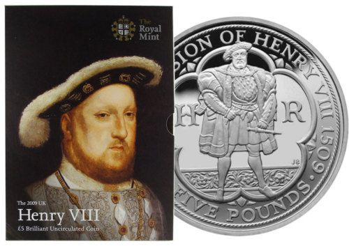 UK £5 2009 Accession King Henry VIII in Royal Mint Pack