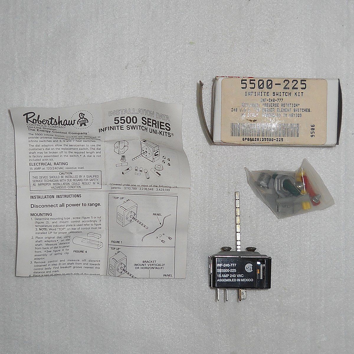 Robertshaw Oven Infinite Switch Uni Kit Universal Switch Kit 5500 225