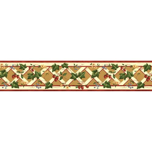 Norwall Kitchen Style Wall Border Paper KK79368 Red Gold Strawberry