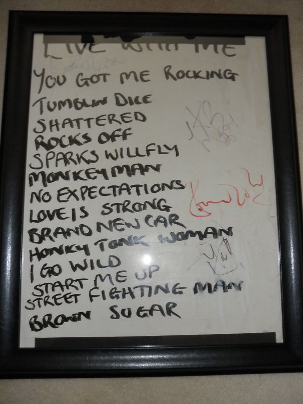 ROLLING STONES HANDWRITTEN SETLIST SIGNED BY 4 EXACT PROOF MICK JAGGER