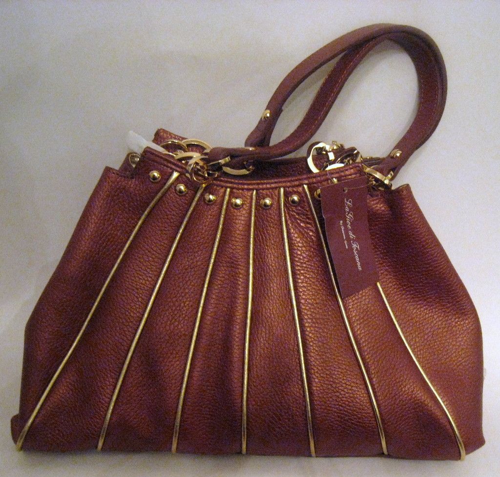 La Gioe Di Toscana Leather Hobo Handbag Bronze BNWT