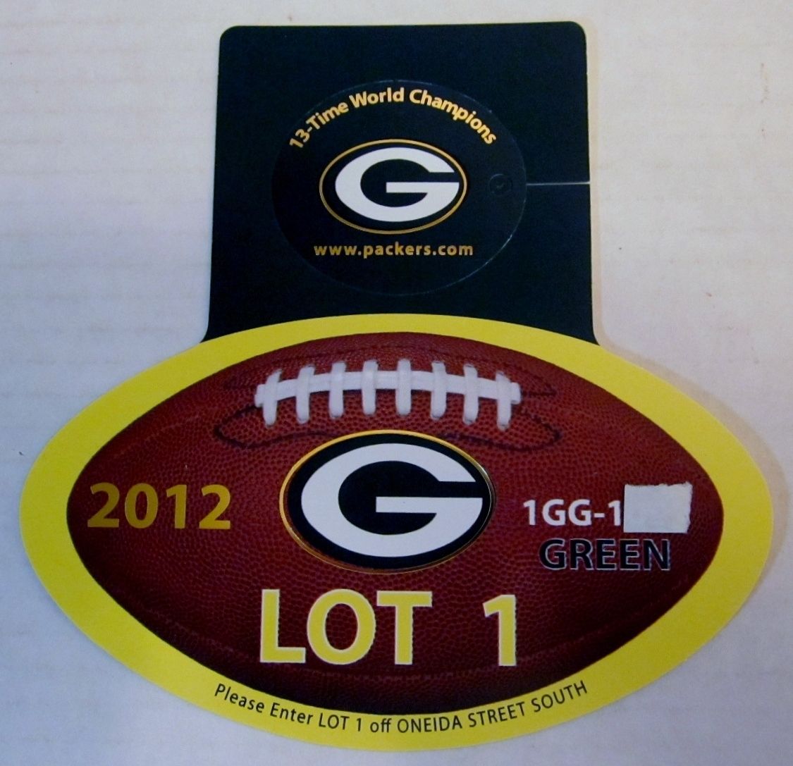 PARKING PASS LAMBEAU FIELD ONEIDA TENNESSEE TITANS @ GREEN BAY PACKERS