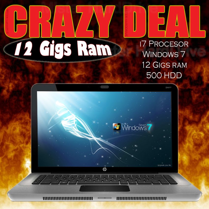 Envy 15 1155nr   i7   12 Gigs Ram   500 GB HDD   Windows 7 Pro Laptop
