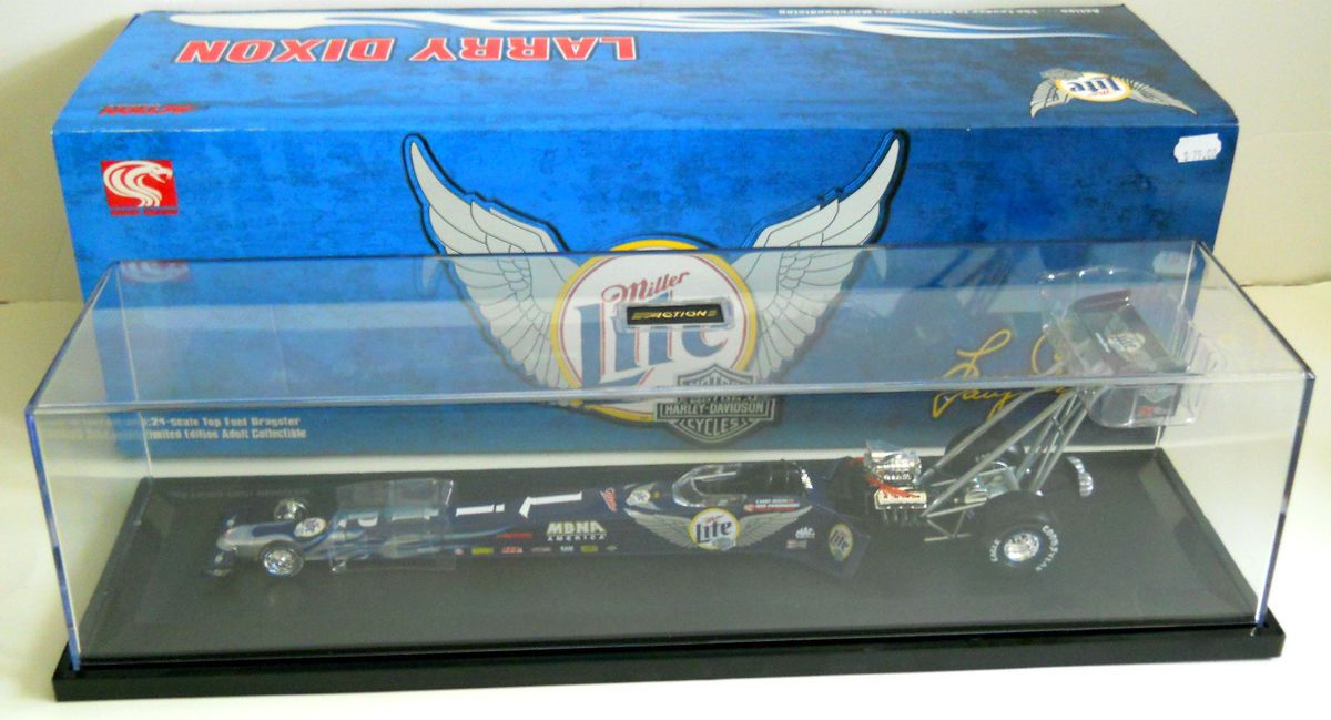 New Larry Dixon 1999 Miller Lite Harley Davidson 1 24 Diecast Dragster