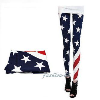 Fashion Women USA American Flag Leggings Tights Legwear pants one size