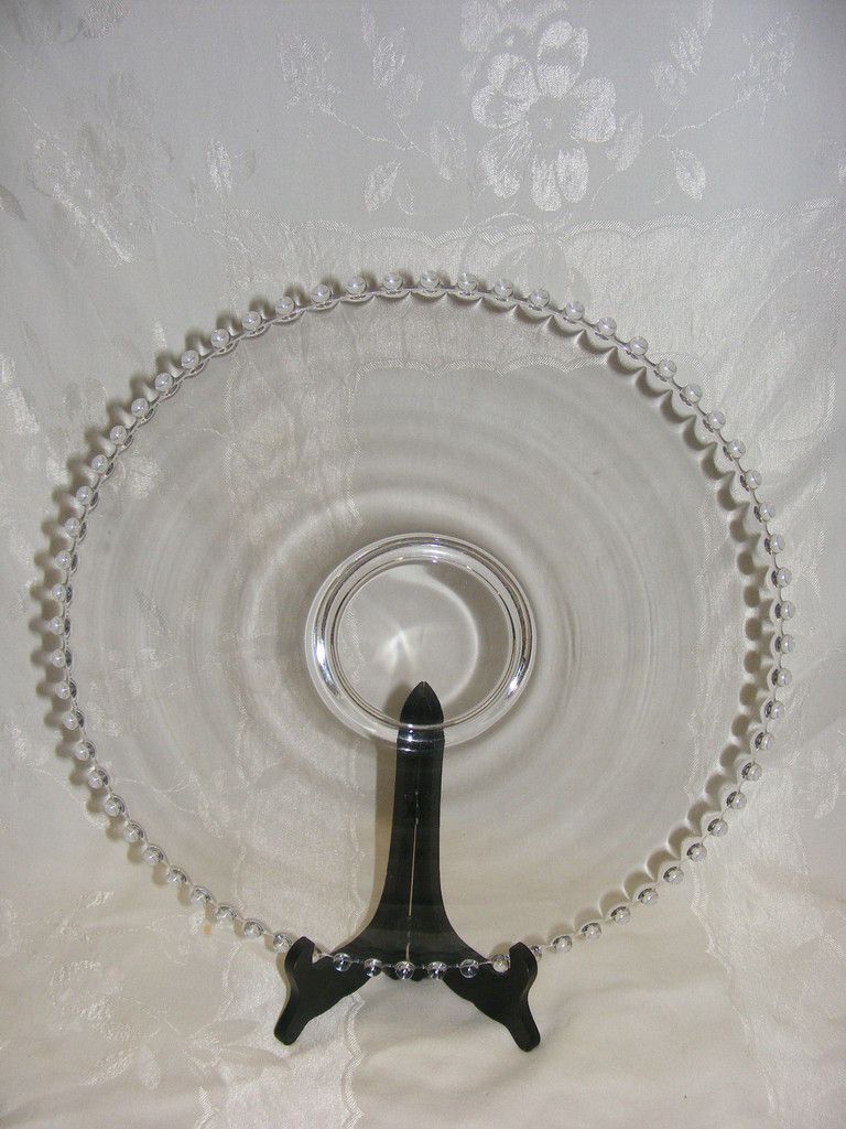 Vintage Crystal Clear Glass Sandwich Cake Plate Candlewick Pattern