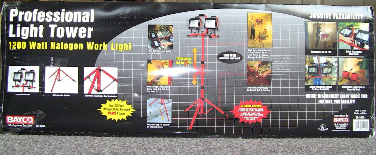 Watt Double Head Halogen Portable Work Shop Stand Light Fixture