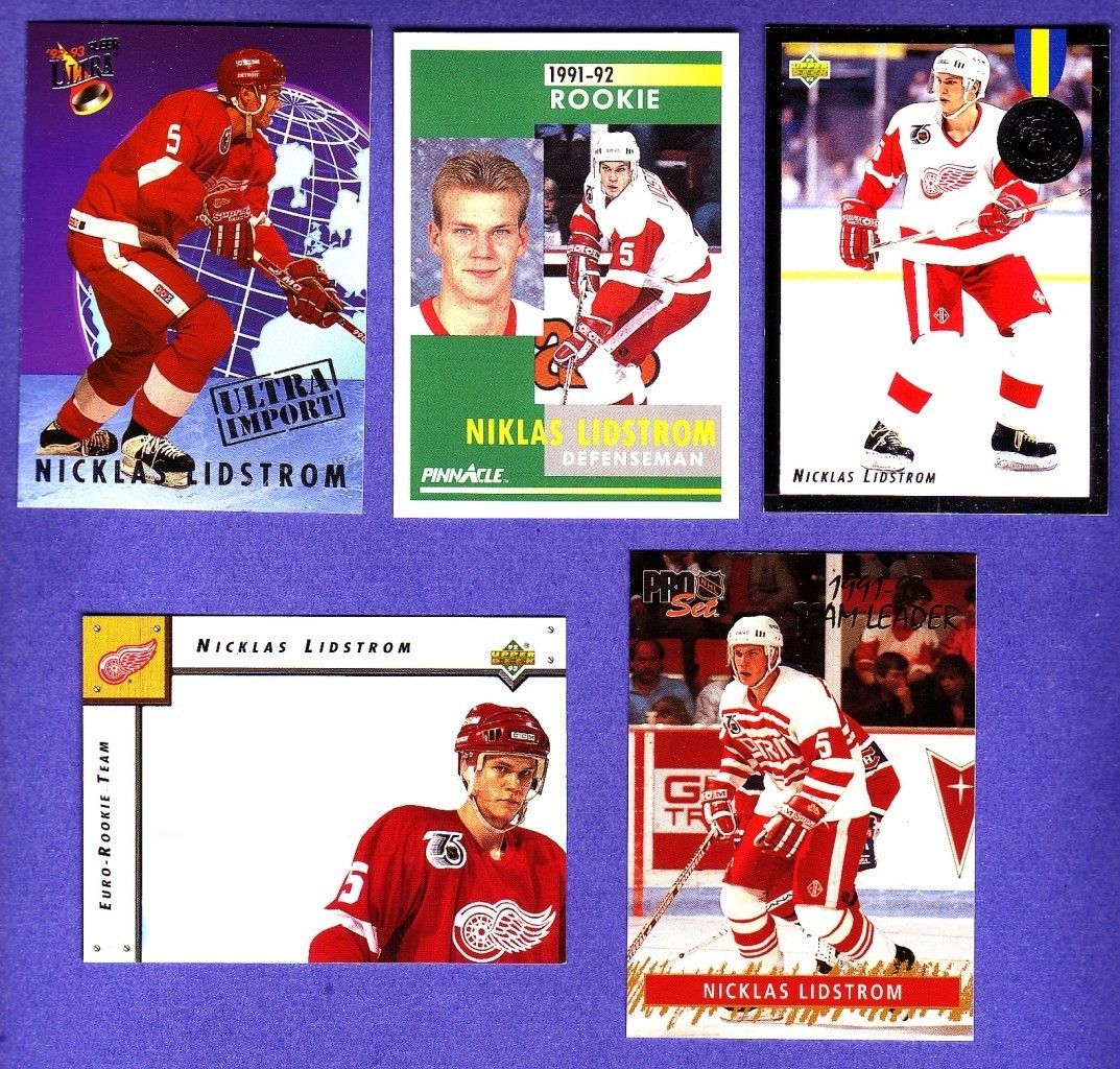 Nicklas Lidstrom Lot 1991 92 Pinnacle Rookie Euro Star Rookie Team Red