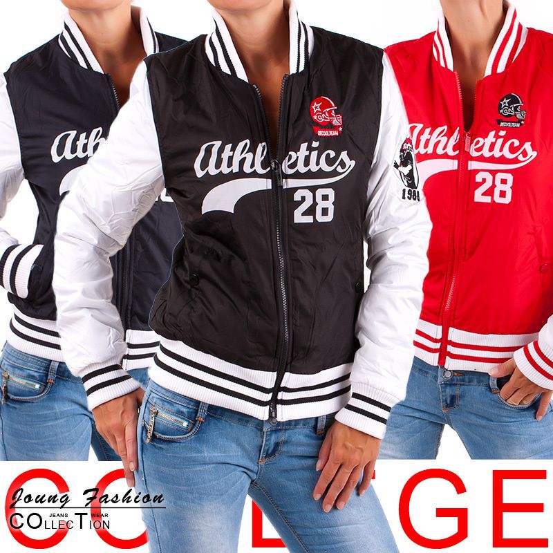 Damen College Jacke Wattiert Letterman Jacket Women Baseball 2 Tone