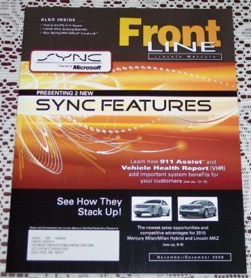 NEW 2010 LINCOLN MKZ MERCURY MILAN & FORD MICROSOFT SYNC LITERATURE