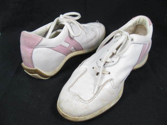 Hogan White Pink Logo Sneakers Tennis Running Shoes 6