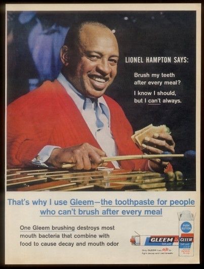 1961 Lionel Hampton Vibes Photo Gleem Toothpaste Vintage Print Ad
