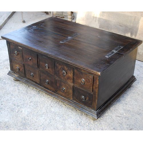 Unique Pillbox Storage Box Trunk Living Room Coffee Table Rustic