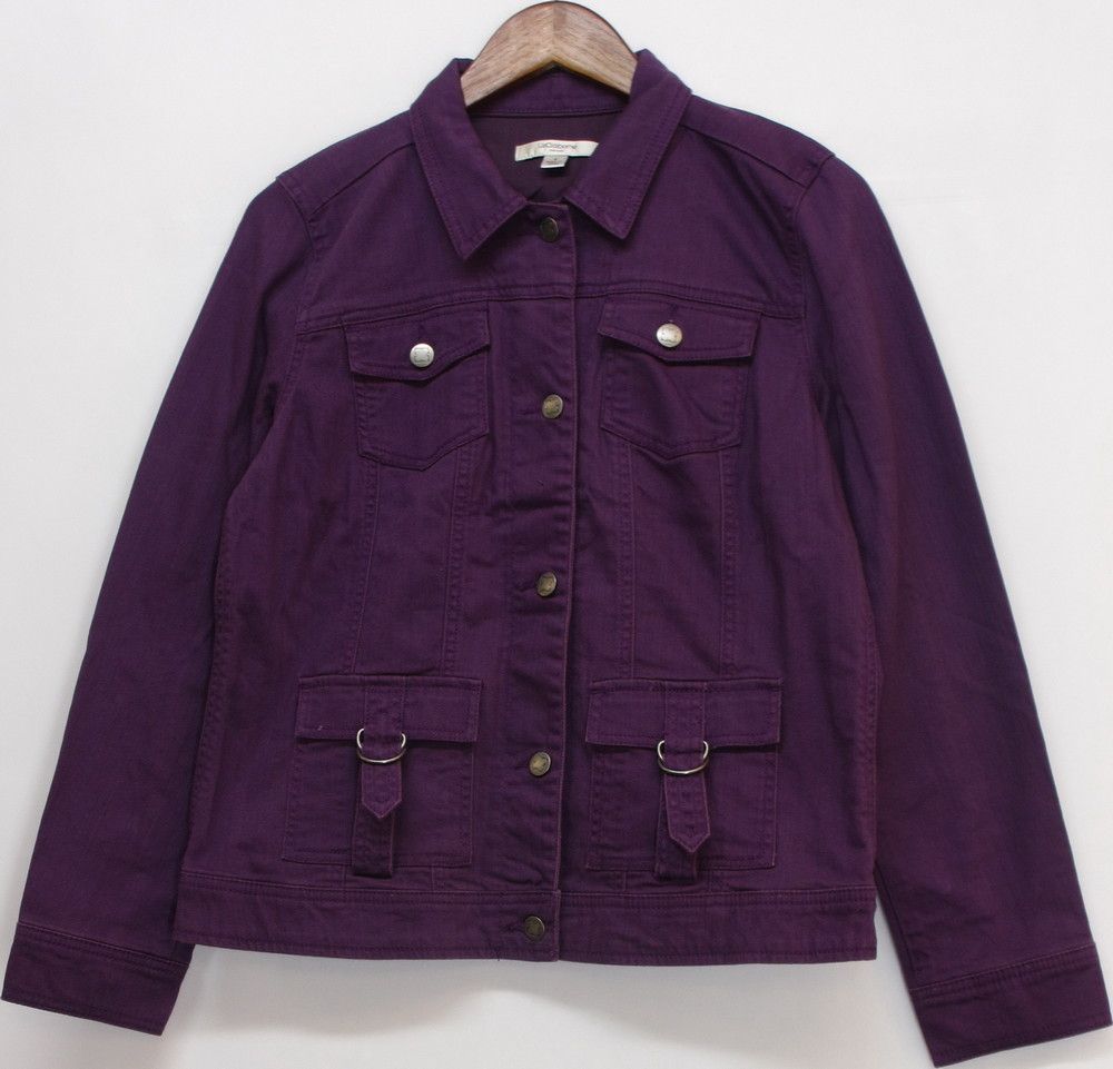 Liz Claiborne New York Sz s Jean Jacket w Chest Pocket Amethyst New