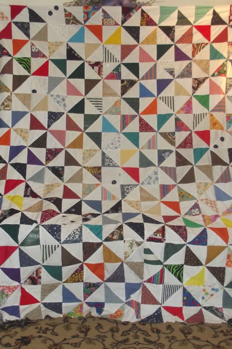 Old Fashioned Spinwheel Blocks Quilt Top 99 x 80