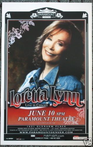 Loretta Lynn Promotional Concert Poster Collectible