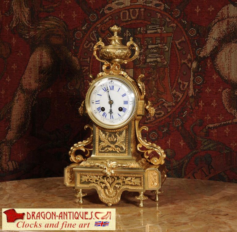 CLASSICAL LOUIS XVI ORMOLU ANTIQUE FRENCH BOUDOIR TABLE CLOCK A D