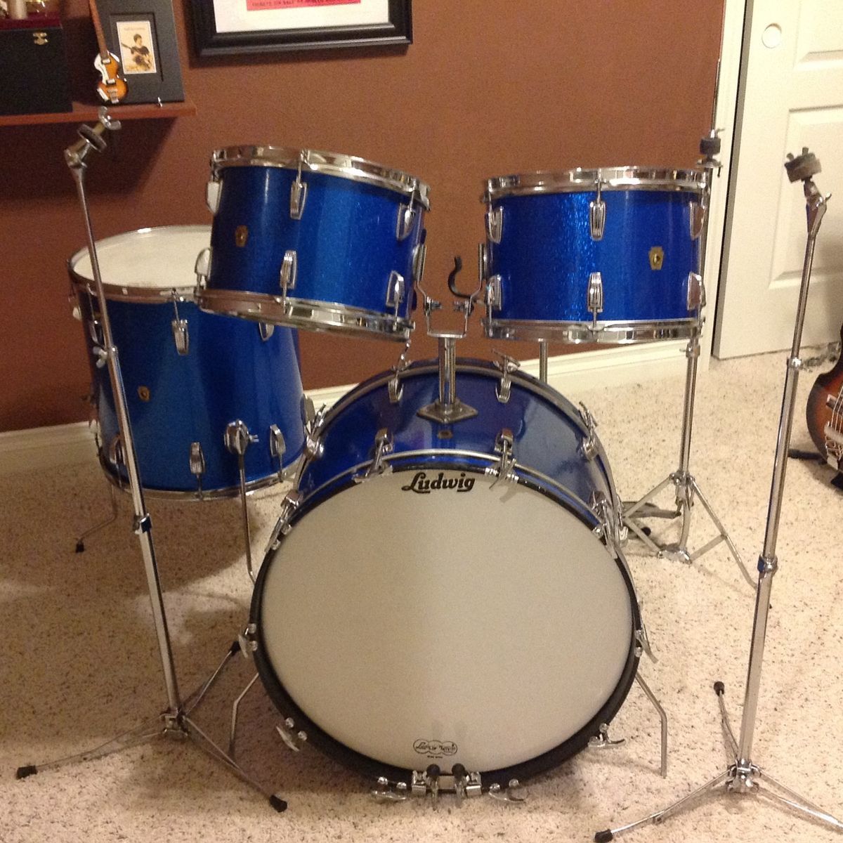 Ludwig Drum Set 1964 Blue Sparkle Vintage