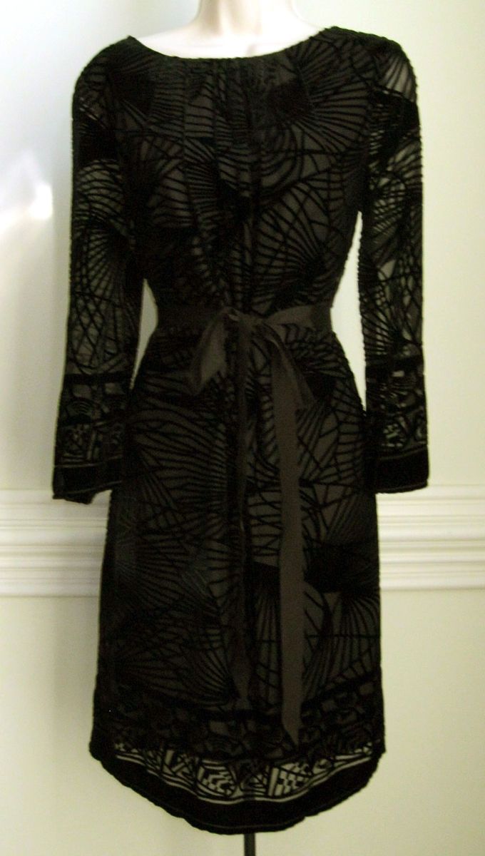 Womens 3 4 Sleeve Velvet Dress New $148