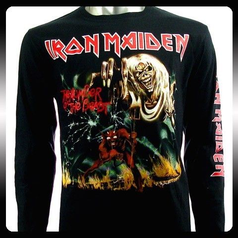 Iron Maiden Rock Punk LS Long Sleeve T shirt Sz M Heavy Metal Biker