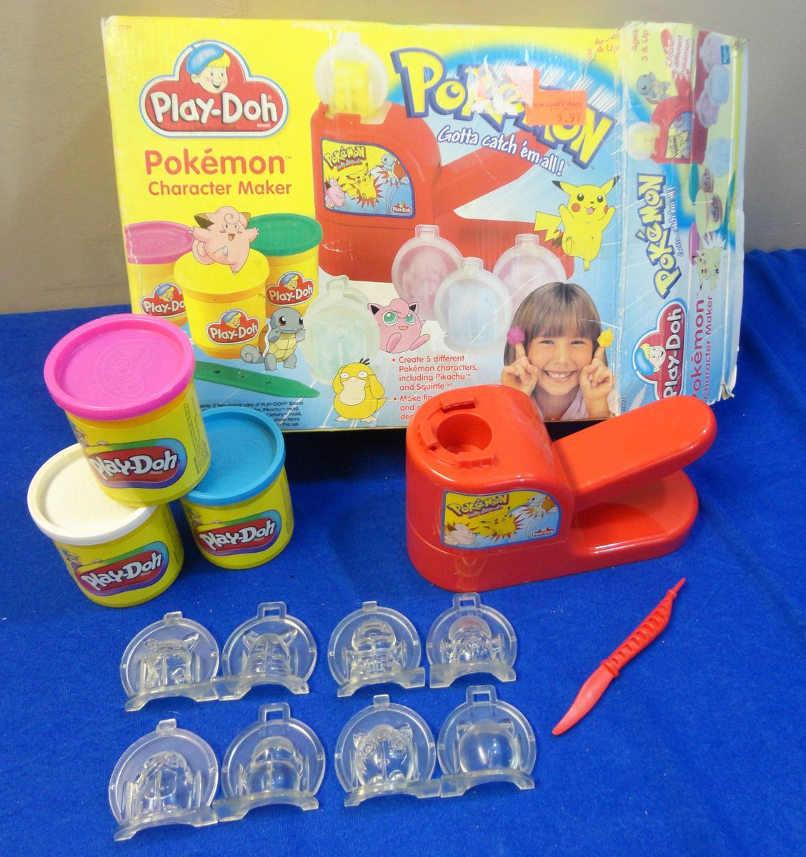 Hasbro 1999 Play doh POKEMON Character Maker MAKE 4 Characters Pikachu