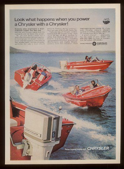 1969 Chrysler Marine Outboard Boat Motor Print Ad